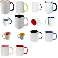 1pc 15oz Ceramic Rim Inner Handle Two-Tone Mug Heat Press 001445