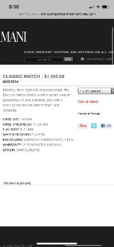 Men’s Black Emporia Armani Automatic 42 mm Watch. $350. - Photo 4