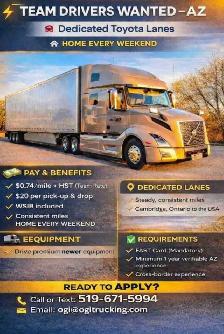 Team Drivers Needed AZ-Dedicated Toyota run