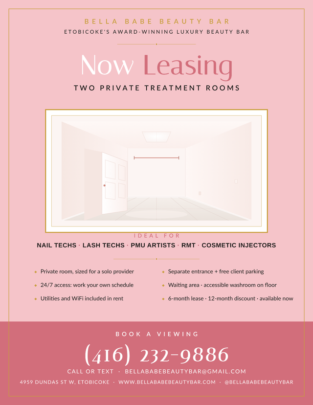 Private Treatment Room for Rent - Bella Babe Beauty Bar