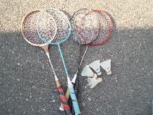 BADMINTON  SET-  RACQUETS AND BIRDS