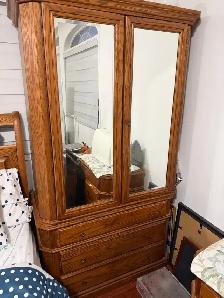 Wooden Wardrobe with Mirror Doors - Selling ASAP!