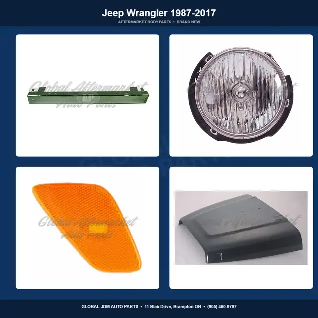 Jeep Wrangler 1987-2017 Fender Hood Mirror Bumper Grille