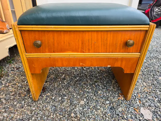 Vintage Vanity Bench with Drawer