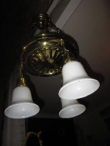 1940s 3 LIGHT BRASS PAN CEILING FIXTURE NEW SOCKETS & REWIRED - Photo 5