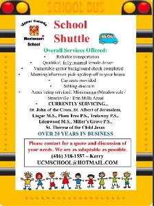 Upper Canada Montessori School Shuttle Service PICK AND DROP