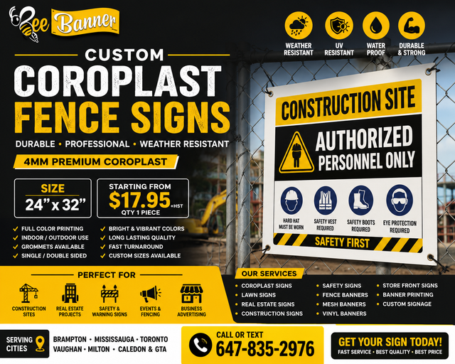 Custom Coroplast Fence Signs | 4mm Outdoor Construction Signs