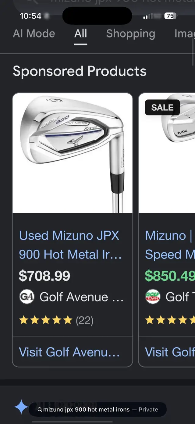 Mizuno JPX 900 "Hot Metal" RH Iron set