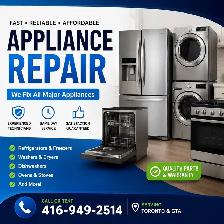 Appliance Repair | Fridge • Washer • Dryer | Same Day Service