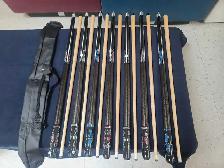 Quality Maple pool cues & case