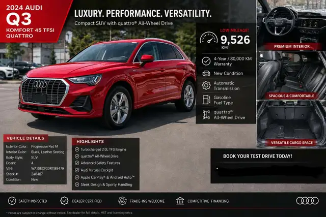 2024 Audi Q3 Lease Transfer $598 monthly payment