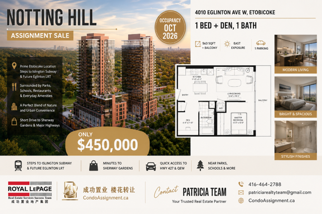Notting Hill | 1 Bed   Den | Assignment Sale | $450,000