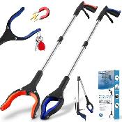 TOPGROT 32" Foldable Reacher Grabber Tool 2-Pack with 90°...