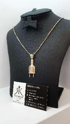 10 yellow gold chain & pendant - Photo 2