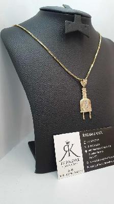 10 yellow gold chain & pendant - Photo 3