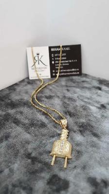 10 yellow gold chain & pendant - Photo 4