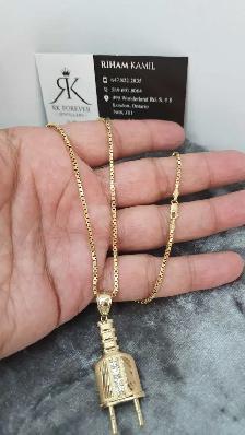 10 yellow gold chain & pendant - Photo 5