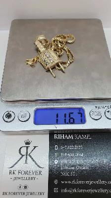 10 yellow gold chain & pendant - Photo 6