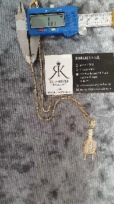 10 yellow gold chain & pendant - Photo 7