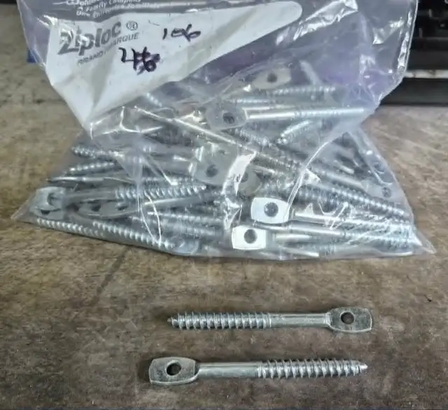 106× 3' EYE LAG SCREWS – TIE-WIRE FASTENERS – NEW – C$20