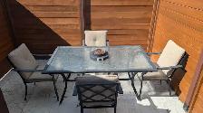 Patio Dining Table Set with Propane Fire Pit - 4 Chairs
