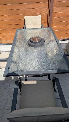 Patio Dining Table Set with Propane Fire Pit - 4 Chairs - Photo 3