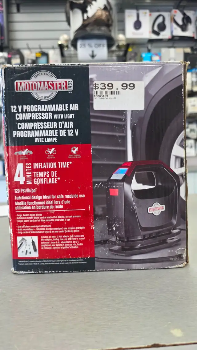 Motomaster 12v Programmable Air Compressor with Light