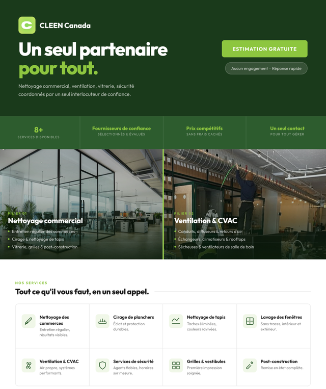 Entretien commercial CLEEN Canada — Ménage, ventilation, vitres,