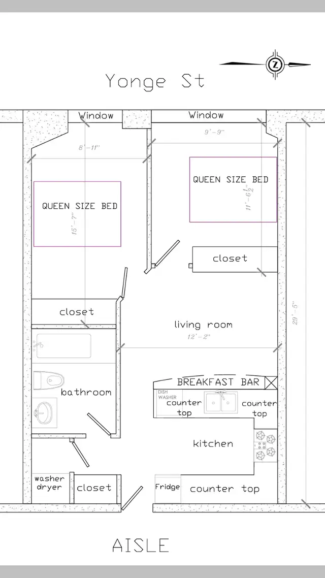 2 Bedrooms Condo For Lease 555 Yonge St
