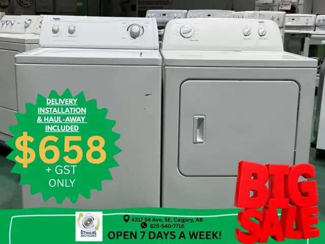 BLOWOUT SALE ON RECONDITIONED WASHER & DRYER SET $658
