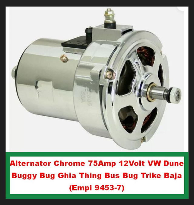 Chrome Alternator 75A 12V VW Dune Buggy Bug Ghia Bus Trike