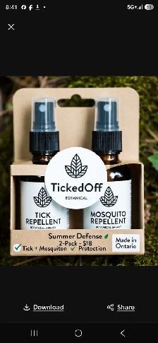 Tick and mosquito Repellent  all Natural