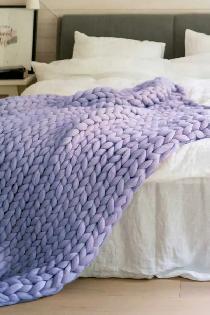 Queen size chunky knit blanket hand knitted wool - Photo 2