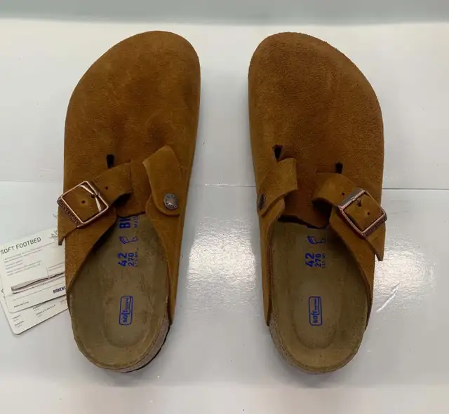 Birkenstock Boston Soft Footbed Suede Leather in Mink