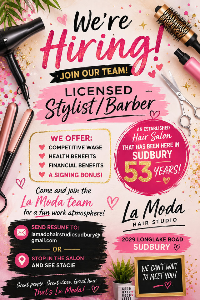 La Moda Hair Studio looking for Licensed Hair Stylist