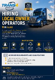 Now Hiring - Local Owner Operators - Ajax