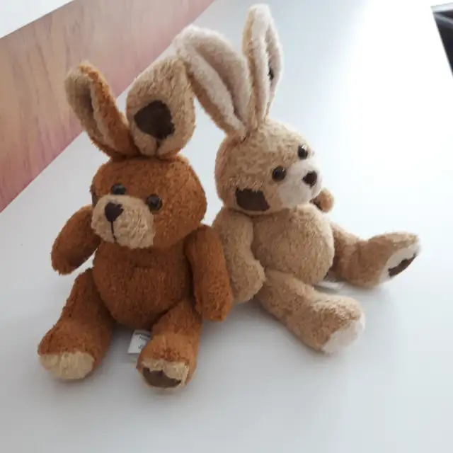 2BÉBÉS LAPIN NEUFS ULTRA-DOUX 6POUCES HAUT BEIGE BRUN: $5.00CHAQ
