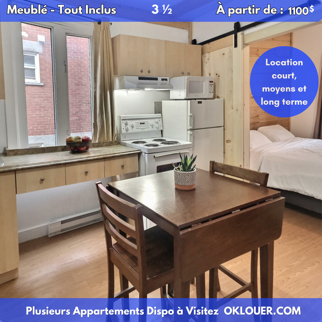 3/12  meublé – 1 chambre – Tout inclus – Limoilou