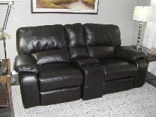 BEAUTIFUL DARK BROWN LEATHER LOVESEAT - Photo 2
