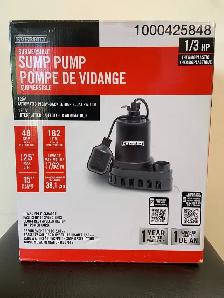 Submersible Sump Pump (1/3 HP, 120v) New