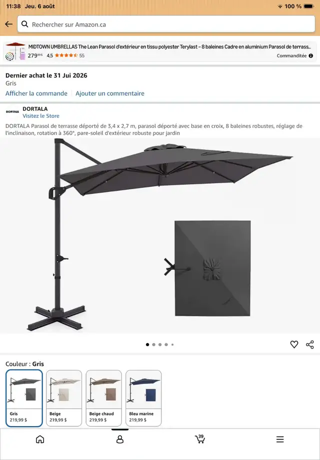 Parasol avec base