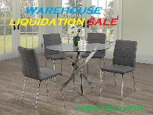 DESIGNER ROUND DINING TABLE  4 CHAIRS FULL SET (FREE DELIVERY)