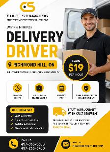 Delivery Driver – Richmond Hill | Full-Time | $19/Hour | G Licen