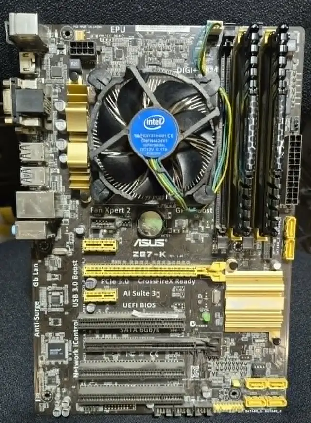 ASUS Z87-K   INTEL i7-4770   16GB CORSAIR VENGEANCE RAM – $130
