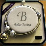 Bella Perlina Heart Charm Bangle Bracelet