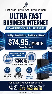 Bell Business Internet Offer for $74.95/month!