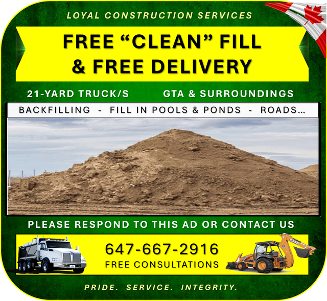 FREE CLEAN FILL & DELIVERY  (GTA & Surroundings)