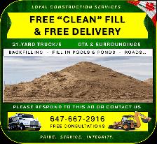FREE CLEAN FILL & DELIVERY  (GTA & Surroundings)