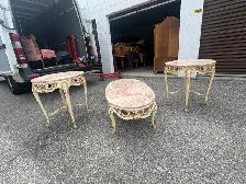 Free delivery used Set of 3 Ornate Marble Top Accent Tables