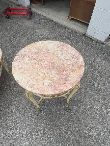 Free delivery used Set of 3 Ornate Marble Top Accent Tables - Photo 3